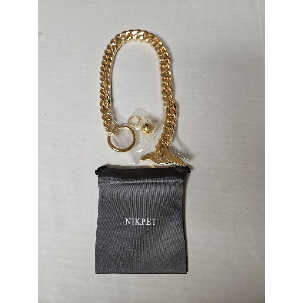 Gold Nikpet‎ Luxury Collar with Bells 18"